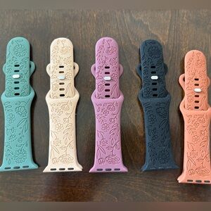 Floral Silicone Apple Watch Bands - Multiple Colors